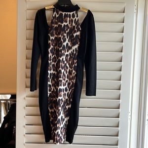Black / leopard dress midi size M
